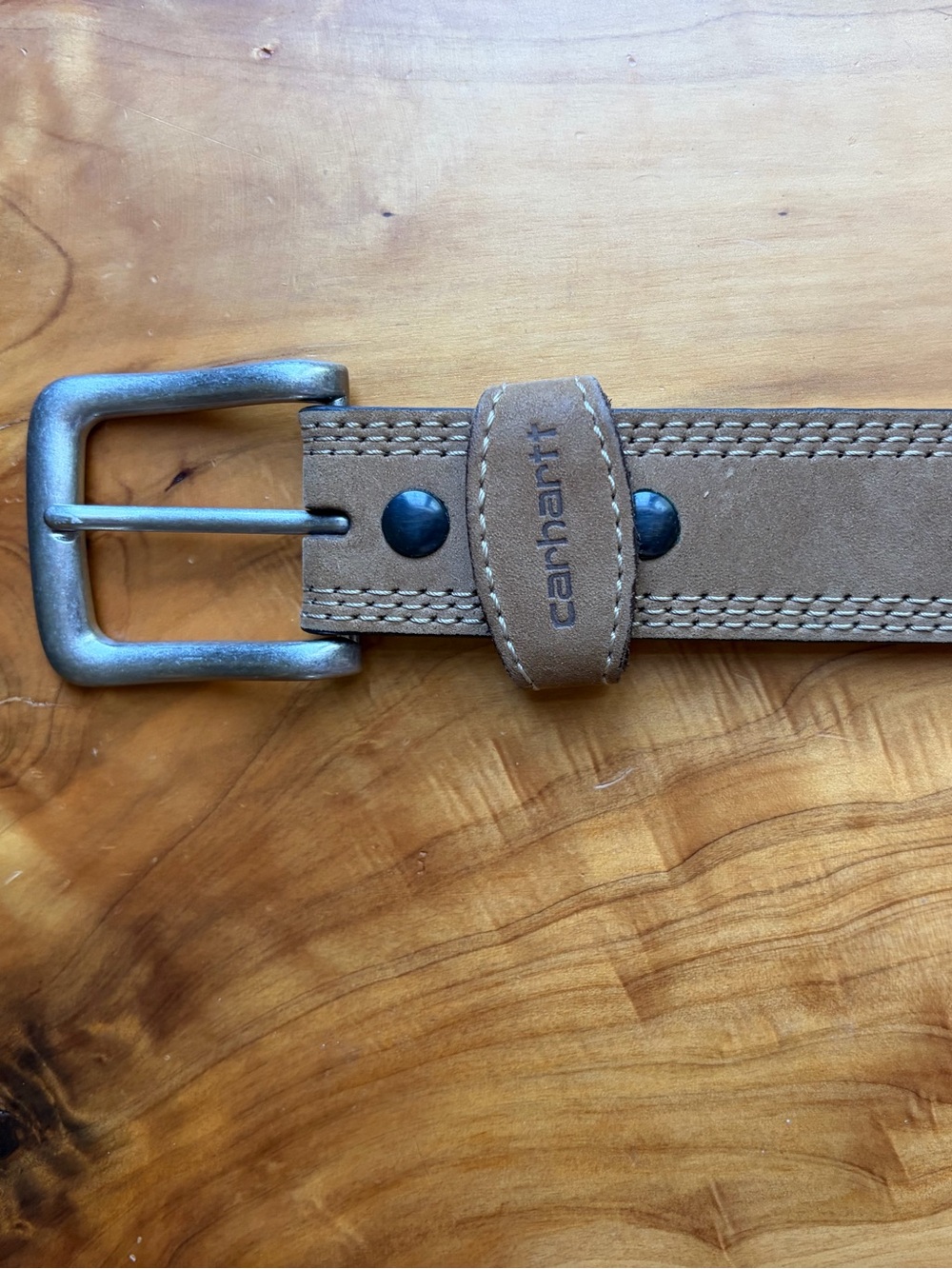 Carhartt Men's Tan Leather Belt with Metal Buckle